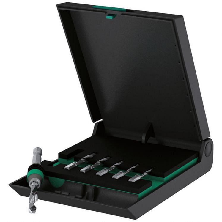 WERA 847/7 SET OF COMBINED THREADED-DRILLING TAP BITS WITH HEXAGONAL DRIVE 1/4