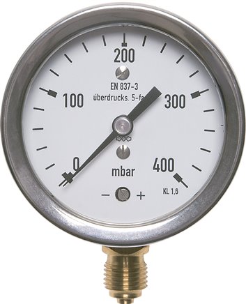 Medidor de pressão da cápsula, vertical, capacidade de sobrecarga de até 10 vezes, mbar