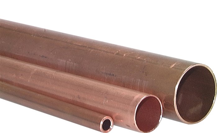 Tubos de instalação de cobre, comprimentos, rígidos (R 290), semi-rígidos (R 250), DIN EN 1057 - DVGW