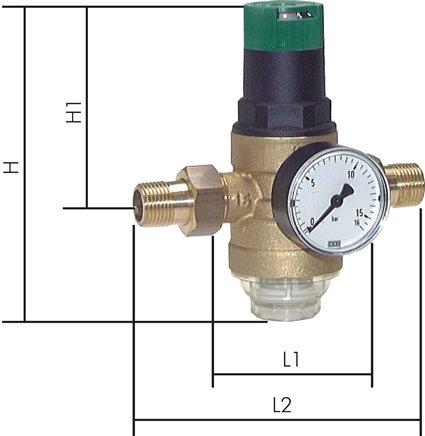 Redutores de pressão do filtro para água potável e nitrogênio (1 5 - 6 bar), PN 16