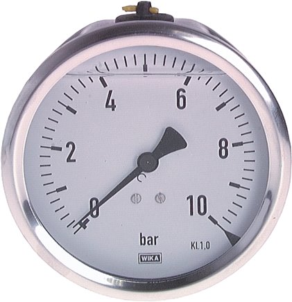 Manómetro de glicerina horizontal Ø 100 mm aço níquel-cromo - latão, classe 1,0