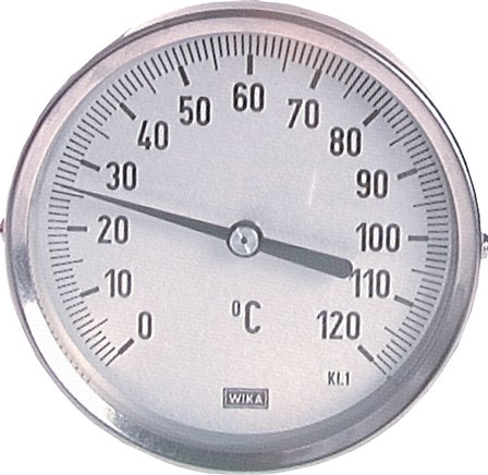 Termômetro bimetálico horizontal sem poço termométrico - versão industrial, classe 1 0