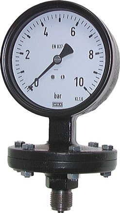 Manómetro da mola da chapa Ø 100 mm - serviço pesado, classe 1,6