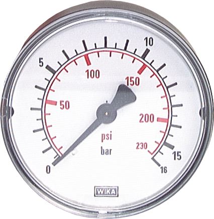 Manómetro, horizontal, Ø 40, 50, 63 mm(rosca normalizada), classe 2,5