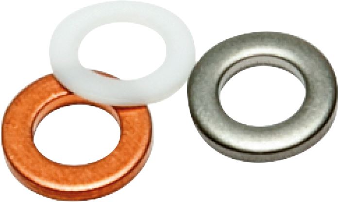 Manômetros - vedações planas de acordo com a EN 837-1 (DIN 16258) e anéis de borda de vedação