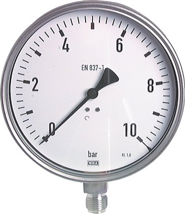Manómetros, vertical Ø 160 mm, aço inoxidável - produto químico, classe 1,0