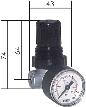 Reguladores de pressão, dependentes da pressão primária - Mini, 340 l-min