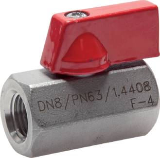 Válvulas mini-ball de aço inoxidável com alça borboleta de um lado, PN 63 (Eco-line)