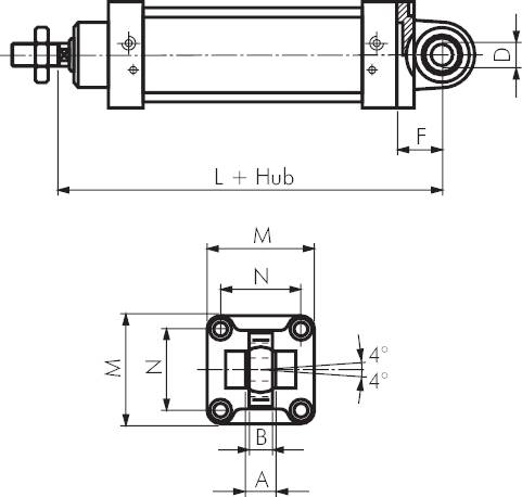 Grampo esférico de montagem giratória, para cilindros pneumáticos ISO 15552