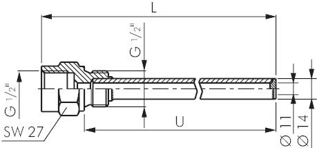Poços termométricos para termómetros de vidro para máquinas, tipo C