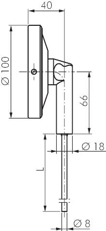 Termómetro bimetálico vertical sem poço termométrico, colar de 18 mm, classe 10